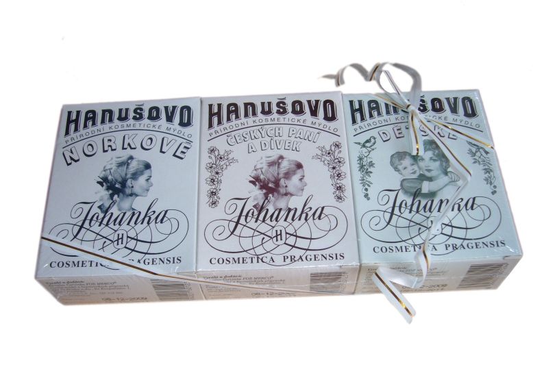 Hanušovo mýdlo dárkový balíček tří kusů 3x 100g Norkové a Českých paní a dívek a Dětské For Merco