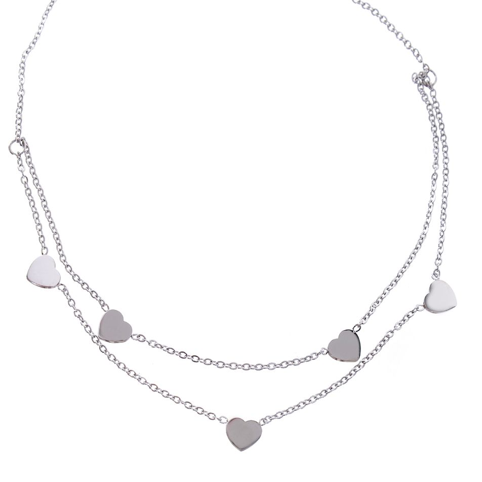 Řetízkový náhrdelník Srdíčka z chirurgické oceli ARCON BIJOUX